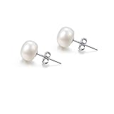Süßwasserperlen Ohrringe Echt 925 Silber Stecker Perlenohrringe Weiß 7MM...