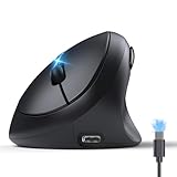TECKNET Ergonomische Maus Bluetooth, Wiederaufladbar Maus Kabellos mit 3...