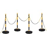 vidaXL Kettenpfosten Set mit 10m Kunststoffkette Absperrpfosten Pfosten...