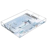 Funny Winter Badewanne Hai Acryl Tablett mit Griffen Acryl Rechteckiges...