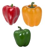 Deko Paprika 3 Stück, Rot, Gelb und Grün, Lebensechtes Plastikgemüse,...
