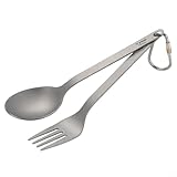 Leichtes Titan-Gabel- und Löffel-Set, Geschirr, kleine Titan-Gabel, Suppe,...