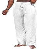 Generisch Leinenhose Herren-Hose Lockere Passform Elastischer Freizeithose...