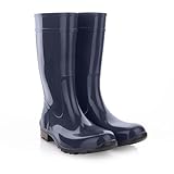 LEMIGO Damen Gummistiefel hohe Regenstiefel Ilse (38, dunkelblau)