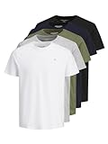 JACK & JONES Herren Shirts T-Shirt Tee SS Crew Neck 5er Pack,...