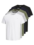 JACK & JONES Herren Kurzarm 5 Pack T-Shirt -...