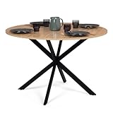 IDMarket Esstisch, rund, Alix, 4-6 Personen, Spinnenfuß, Holz und Schwarz,...