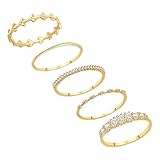 Gatuida 5 Stck Teiliges Damen Ringe Goldfarben Zirkonia Schmuck Stapelbare...