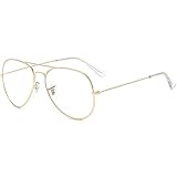 Musivon Brille Ohne Stärke Damen Herren - Retro Pilotenbrille 80er...