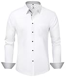 KOSMEEU Hemd Herren Langarm Weißes Hemd Regular Fit Business Hemden Casual...