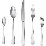 Amazon Basics Essbesteck-Set mit Eckiger Rand, Edelstahl, 20 Stück Set,...