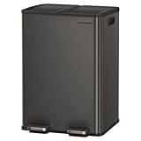 SONGMICS Mülltonne, 2 x 8 Gallonen (2 x 30 l), Doppel-Fächer-Mülleimer...