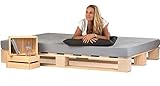 sunnypillow 200x200 cm Palettenbett aus Holz Holzbett Massivholzbett Bett...