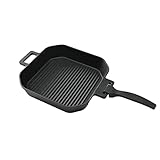 SANTOS Grillpfanne eckig - 29x29cm - Gusseiserne Pfanne mit abnehmbarem...