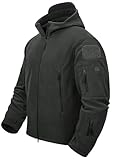TACVASEN Herren Fleecejacke Military Outdoor Winddichte Jacke mit Kapuze-...