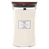 WoodWick Große Duftkerze im Sanduhrglas mit knisterndem Docht | Linen |...