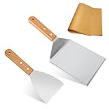 smtfcty Grillspachtel 2 Stücke Grillwender Set mit Holzgriff, Grillbesteck...