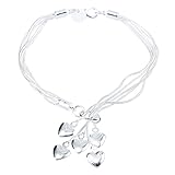 VALICLUD Quaste fünf Herzen Armband Liebe Herz Charm Armband Armreif mit...