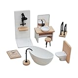 1/12 Puppenhaus Möbel Holz Badezimmer Set, Miniatur Möbel,...