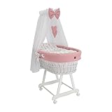 Stubenwagen Lena mit Baldachin – Babywiege mit Rollen, Matratze &...
