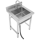 Freistehende Edelstahl Spültisch, Küchenspüle Spülenschrank mit 360°...