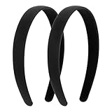 JIYIN 2 Stück Satin Haarreifen, 2cm Breit Hartes Kopfband Schwarz Haarband...
