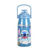 HOOKTA Stitch Edelstahl Wasserflasche 1200 ml Edelstahl mit Griff Sport...