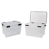 Kreher 2 Stück XL Lagerbox aus transparentem Kunststoff mit Dichtungsring...