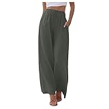 Sommerhose Damen Einfach Leinenhose High Waist Weites Bein Hose Bequeme...