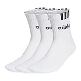 adidas Unisex 3-Stripes Linear Half-Crew Cushioned Socks 3 Pairs,...