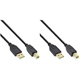 InLine 34550S USB 2.0 Kabel, A an B, schwarz, Kontakte gold, 10m (Packung...