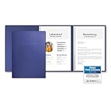3 Stück 3-teilige Bewerbungsmappen Blau mit 2 Klemmschienen in feinster...