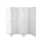 LW Collection Paravent 5 Panel Weiß Holz 170x200cm - Raumteiler -...