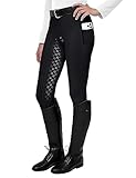 FitsT4 Damen Reitleggings Silikon Vollbesatz Reithose mit Handytasche und...