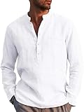 Runcati Herren Leinenhemd Langarm Baumwolle Leinen Shirt Männer...