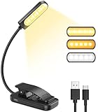 Leselampe Buch Klemme, Augenschutz Buchlampe mit 6 LEDs, 3 Helligkeitsmodi...