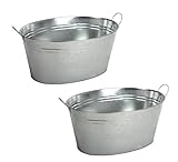 BURI 2X Getränkewanne mit Henkel 24 Liter - Zinkwanne wasserdicht...