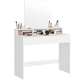 VASAGLE Dressing Table with Large Mirror,100x40x140cm, weihnachten, White...