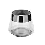 Fink Teelichthalter Ø 11 cm aus Glas transparentes Windlicht mit silbernem...