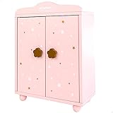 ColorBaby WOOMAX 49362 Woomax Puppenschrank aus Holz mit 3 Kleiderbügeln,...