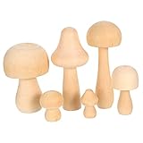 Holz Pilz Set, 6Pcs Holz Pilz SetNatürliche Unfinished Pilze für...
