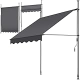 tectake® Klemmmarkise mit Handkurbel, Balkon Markise ohne Bohren, Markise...