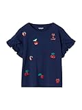 Vertbaudet Mädchen T-Shirt mit Paillettenherz Marine 146/152