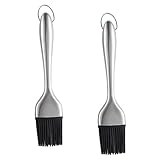 2 Stück Backpinsel zum Kochen 8, 5 Silikon mit Edelstahlgriff, abnehmbarer...