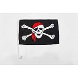 AZ FLAG - Autofahne Pirat Rotes Kopftuch - 45x30 cm - Piraten Totenkopf...