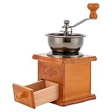 Kaffeemühle, Braun Retro Manuelle Kaffeemühle auf Holz mit Handkurbel,...