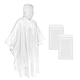 Okydoky Regenponcho mit Kapuze(Transparent,2 Stück) Kordelzug Kapuze und...