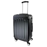 ARLI Reisekoffer L Hartschale Koffer schwarz mit 360° Zwillingsrollen...