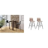 byLIVING Bargruppe Essgruppe NELE / 3-TLG. Set / 2 Barhocker Bezug braun...