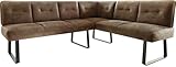DELIFE Eckbank Pavle 200x170 cm Metall Schwarz Vintage Braun Variabel
